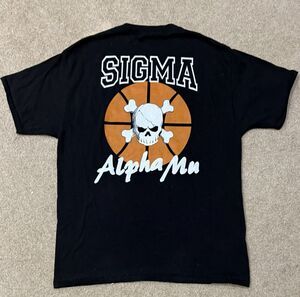 Sigma Alpha Mu Sammy Fraternity Shirt Mens L Black Skull Basketball Graphic Tee